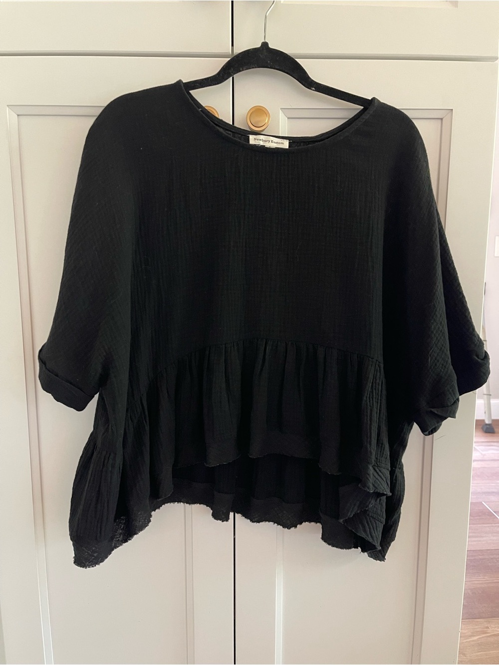 Newbury Kustom Black Ruffled Peplum Blouse